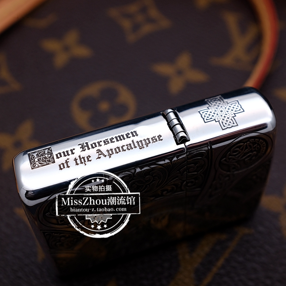 zippo正版芝宝煤油打火机纯银盔甲精雕定制启示录zippo
