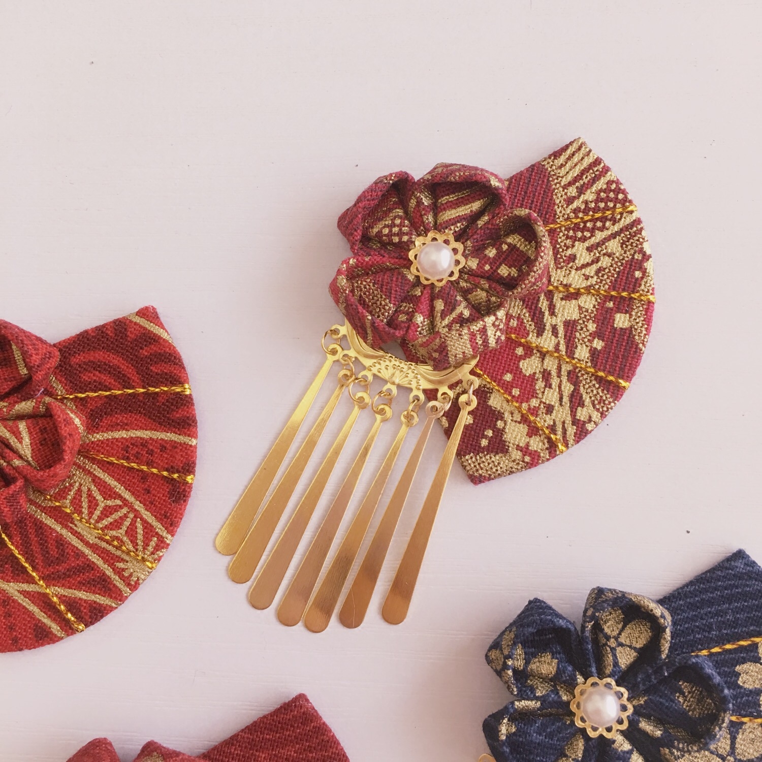 汉服和风发饰古风饰品流苏樱花花朵发夹和服发饰