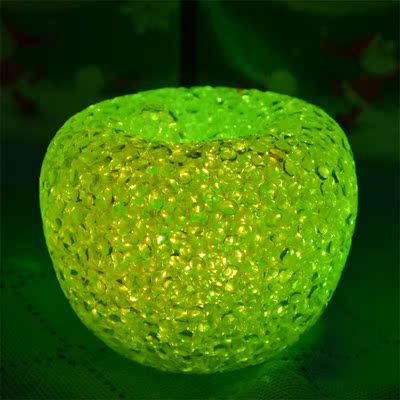 创意圣诞苹果装饰灯 发光平安果 大号11.5cm七彩水晶苹果小夜灯