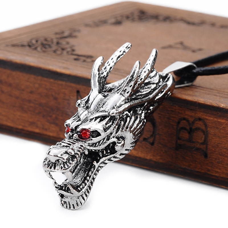 霸气火焰龙男士项链钛钢个性潮男六芒星复古十字架吊坠韩版首饰品