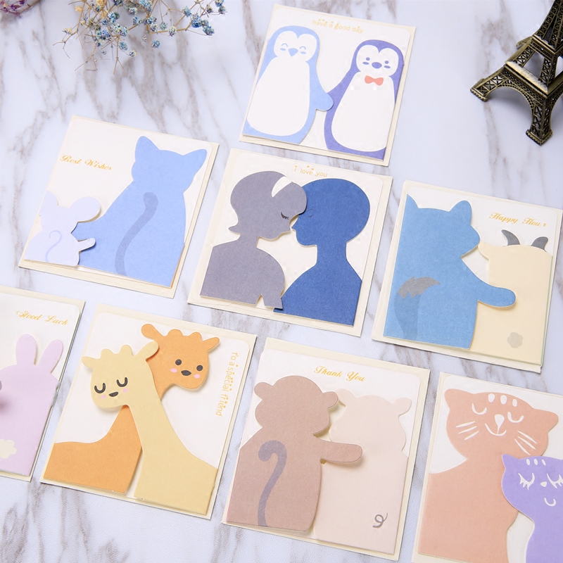 小动物对折贺卡祝福卡片留言生日女对折贺卡口碑好店