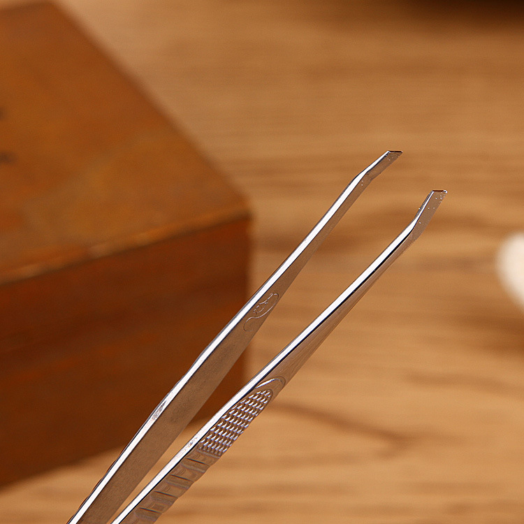 眉夹镊子眉毛芳龄不锈钢子平口斜口夹眉拔毛胡子化妆