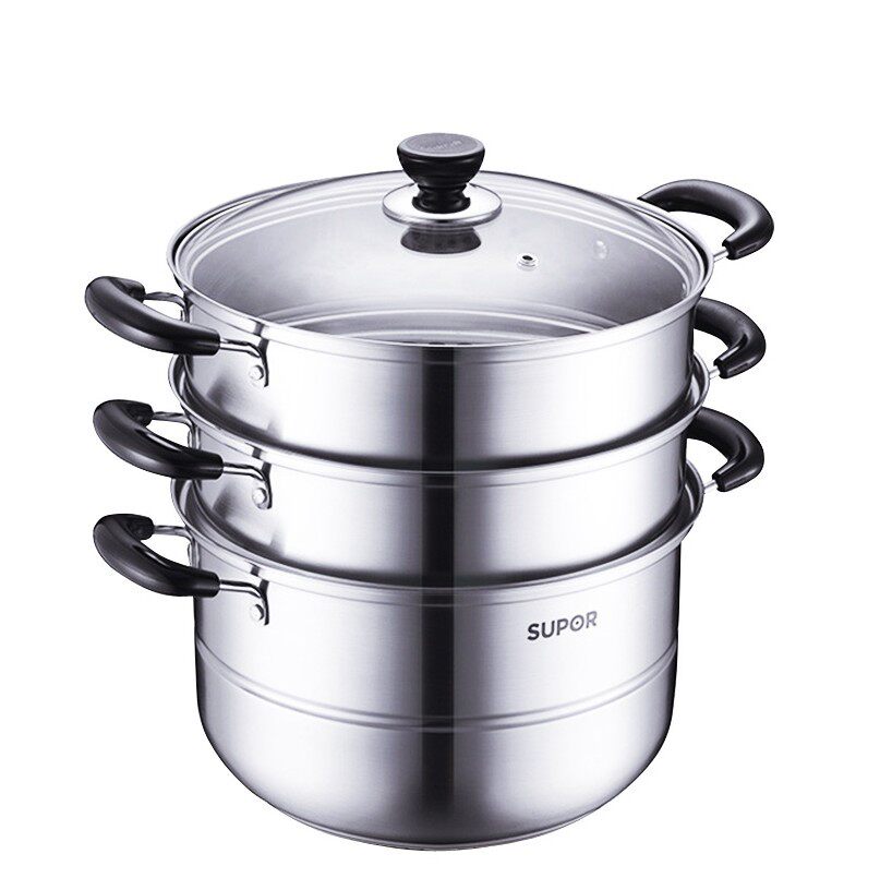 苏泊尔蒸锅不锈钢三层加厚蒸笼家用燃气灶电磁炉馒头蒸锅