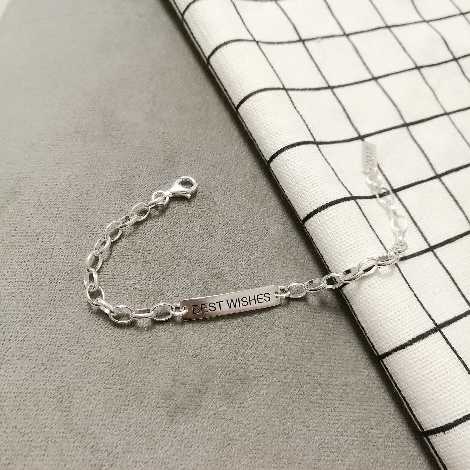 手链bestwishes许愿纯银定制女款素银时尚休闲送礼精美手链