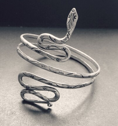 民族风蛇形银手镯女复古开口手环
