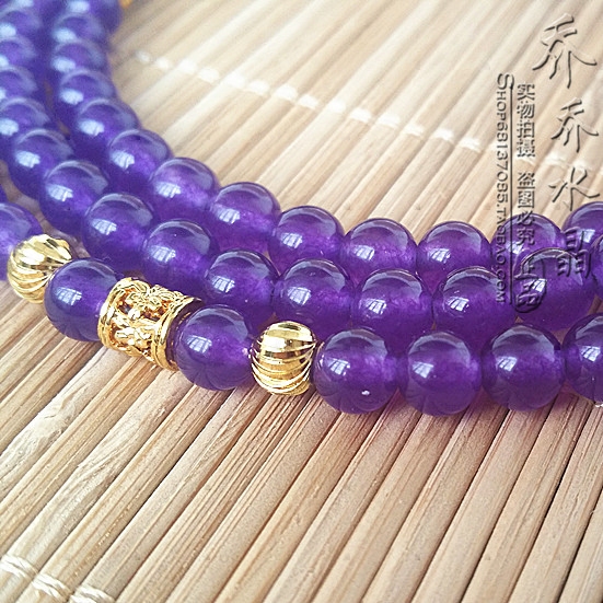 紫玉水晶项链金色泰国佛牌毛衣挂链不掉掉色项链