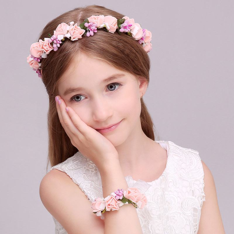 儿童花环头花头饰花童唯美新娘手花套装礼服发饰