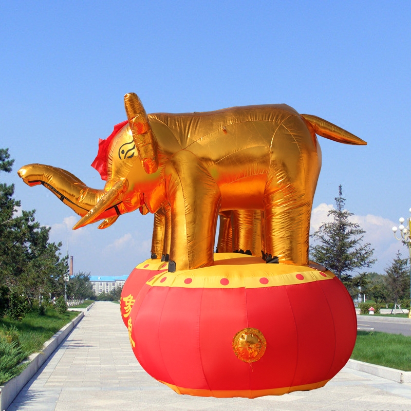 拱门新款婚庆充气吉象5米金象开业彩虹庆典拱门
