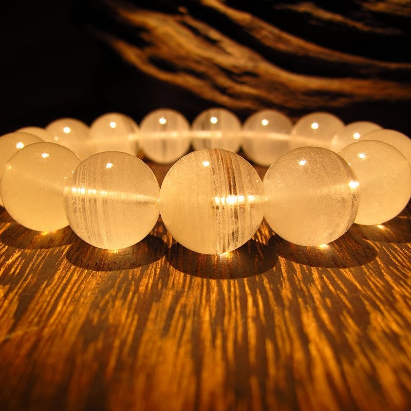 水晶相石缘千层塔16mm天然异象白幽灵幽灵水晶手链男手串手链