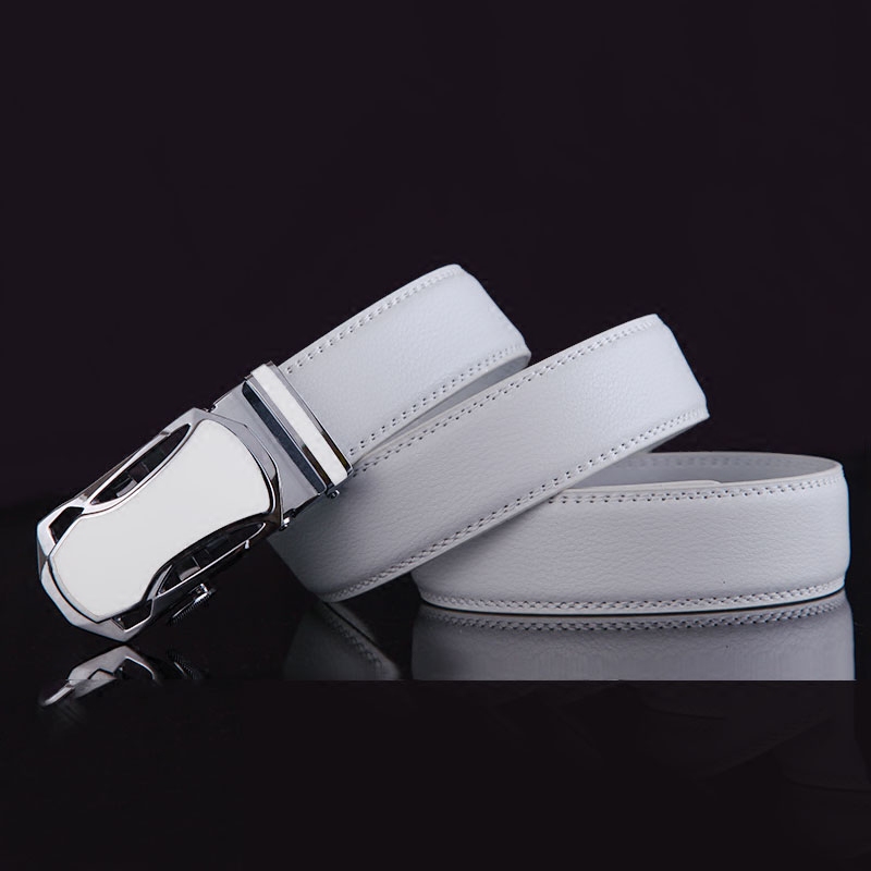 男士皮带白色青年自动扣韩版演出比赛批发真皮腰带