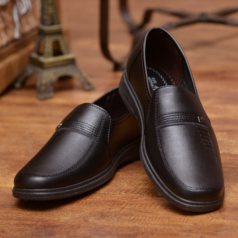 邦媛仕新款软底爷爷皮鞋爸爸鞋套男士棕色日常单鞋