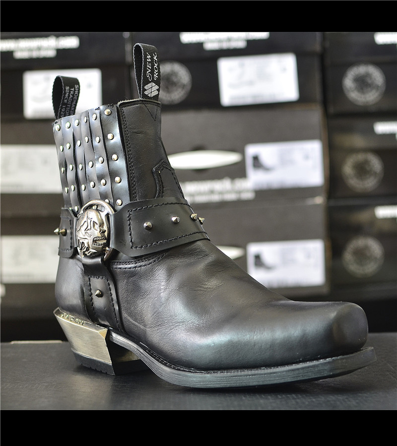 41上海A仓现货NewRock摩托哈雷骑士款真皮短筒男靴7959-S1
