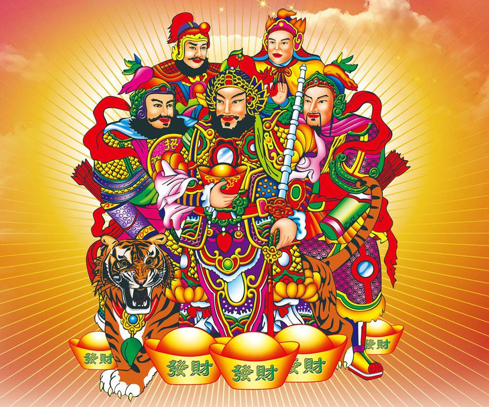 画布海报展板写真喷绘五路财神贴纸画布