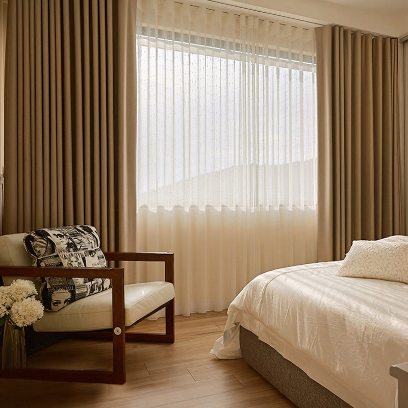 亚麻窗帘布成品遮光纯色棉麻窗帘客厅卧室遮阳布料现代风格
