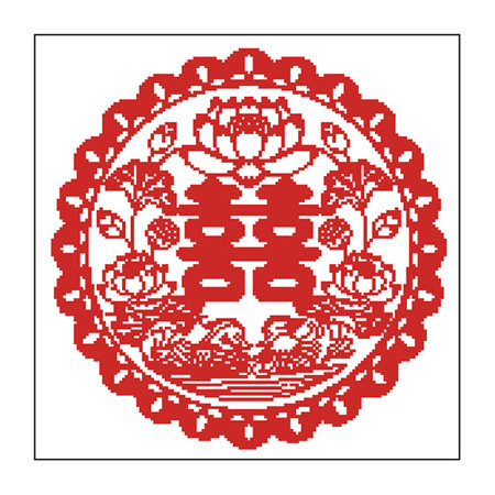 喜字十字绣荷花鸳鸯简单十字绣套件