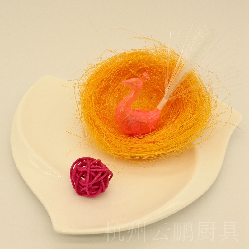 麻丝金丝仿真鸟窝鸟巢酒店创意冷菜盘凉菜摆盘文化创意餐具