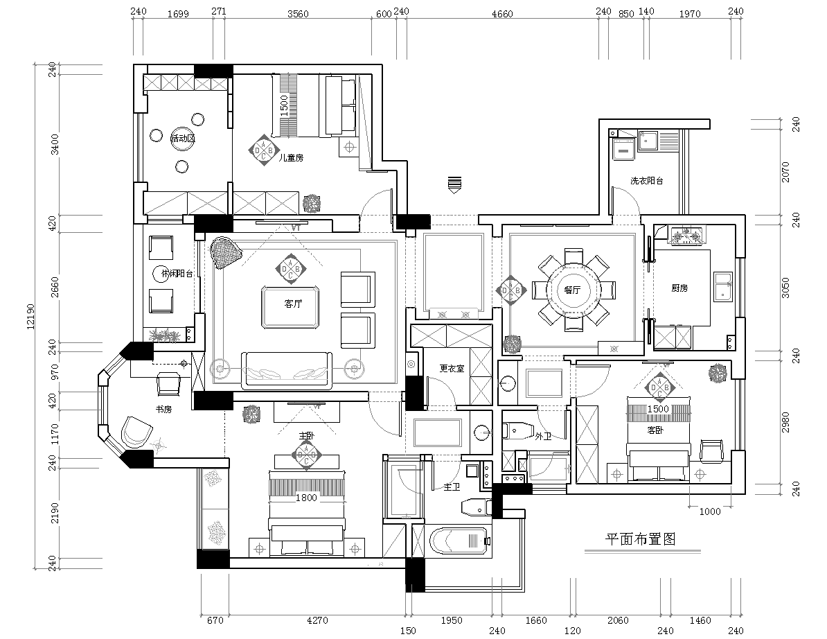家装房屋室内装修整体平面布局图设计资深设计师专门定制