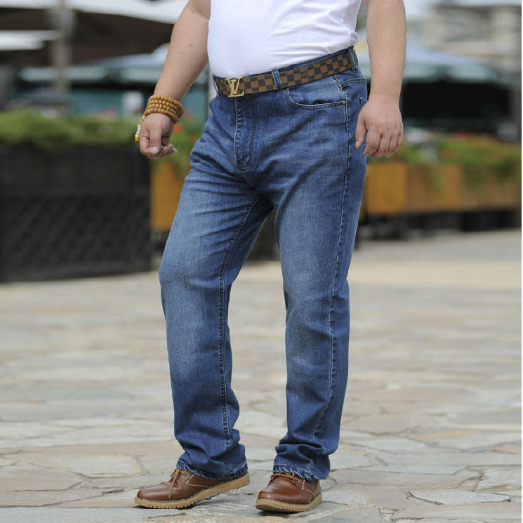 牛仔裤狂燃大码男装男直筒宽松长裤肥佬加肥加大牛仔裤
