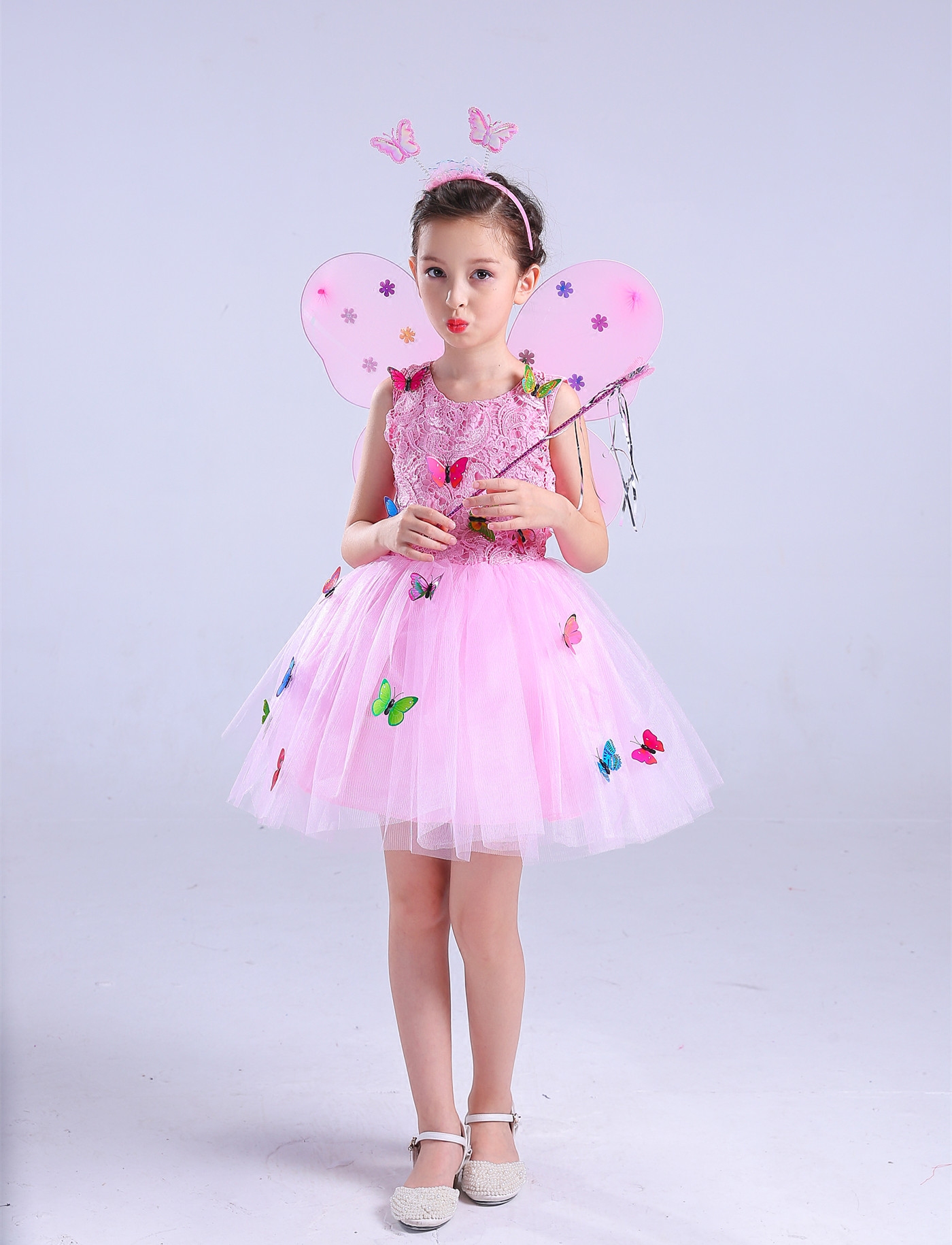 万圣节儿童服装女童蓬蓬裙蝴蝶仙子舞会派对衣服学生表演服公主裙