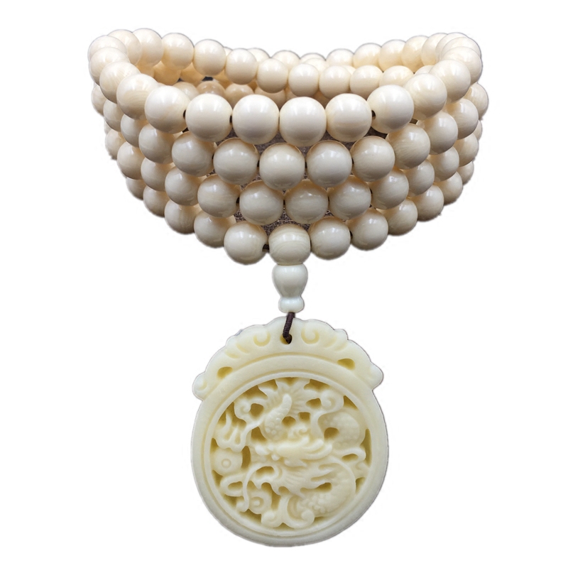 天然象牙果粉压吊坠观音菩萨佛像龙牌财神项链吊坠毛衣链男女款