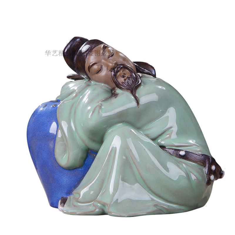 石湾公仔李白醉酒盆景人物摆件中国国风园林陶瓷摆件