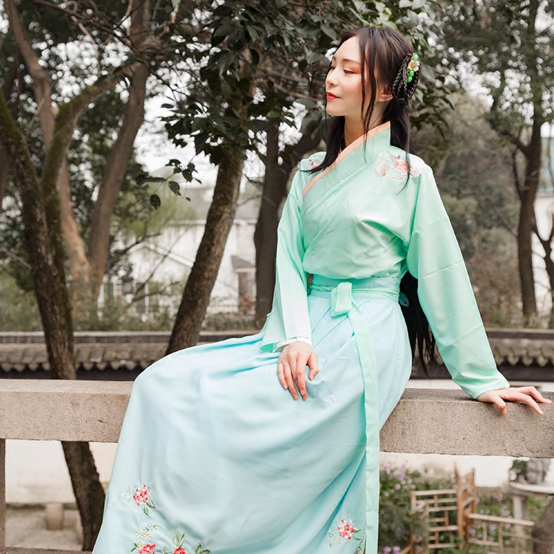 汉服女夏季古风长裙日常常服仙女绣花襦裙汉元素民族服装