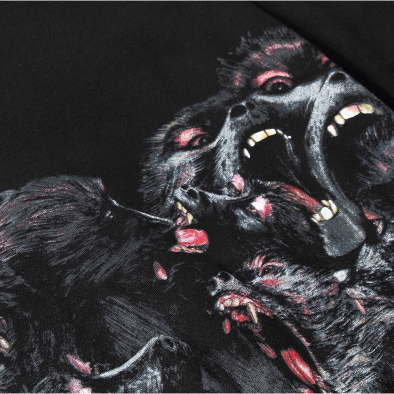 欧美潮牌下摆狒狒猩猩猴子印花纯棉圆领套头卫衣