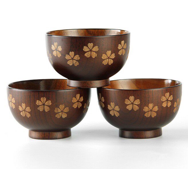 木碗包邮酸枣木木樱花日式日韩原单优质天然碗