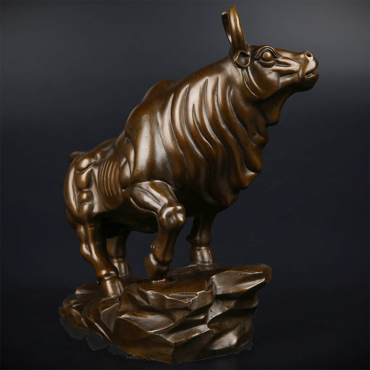 匠泽铜魂纯铜牛气冲天旺市铜牛摆件风水工艺品摆件
