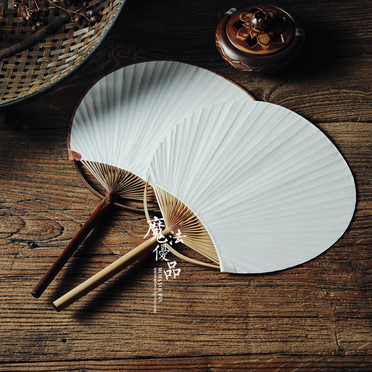 日式布面蒲扇手工文艺团扇芭蕉扇夏季扇子工艺扇子