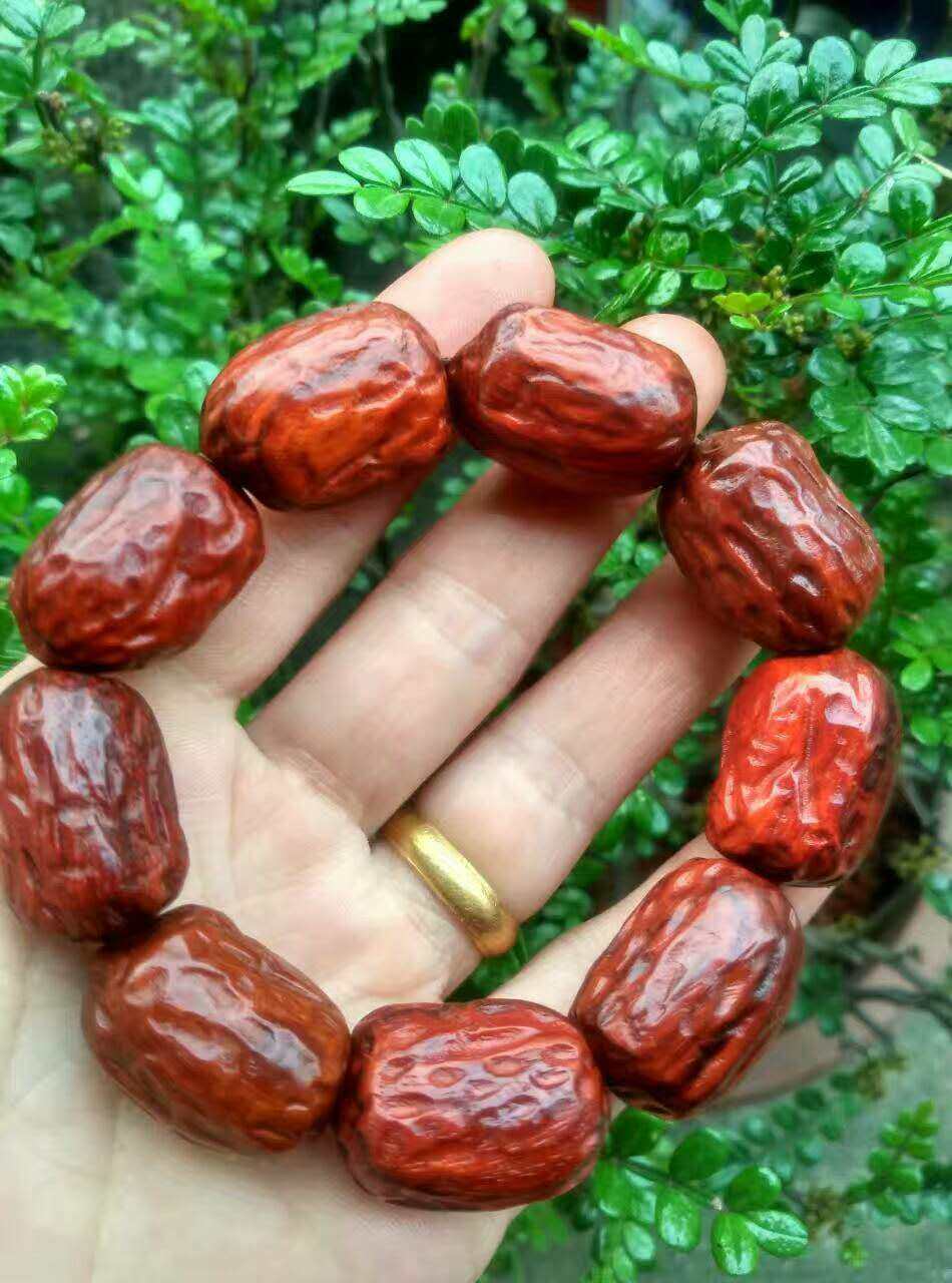 枣珠手手链印度小叶紫檀红枣珠早生贵子盘玩红木手串