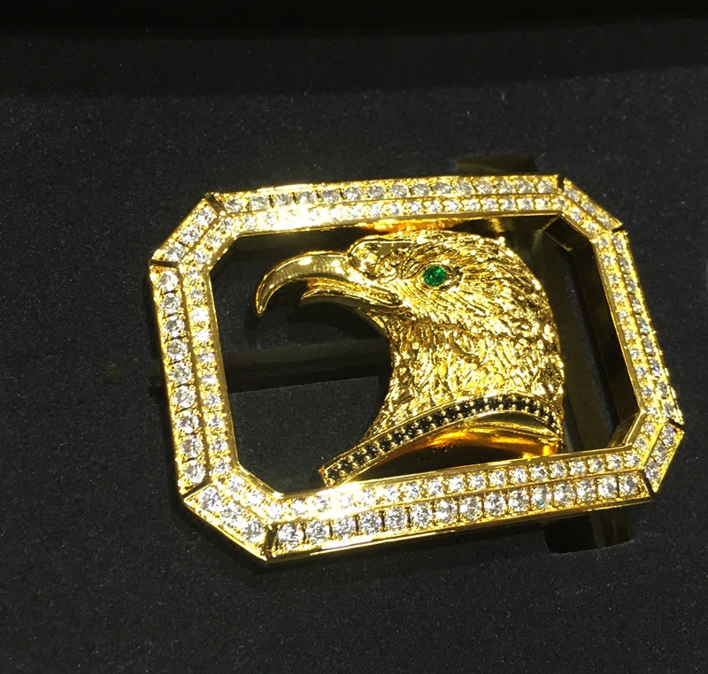 24k黄金皮带扣男士38cm宽镀真金金腰带扣头镶钻皮带扣