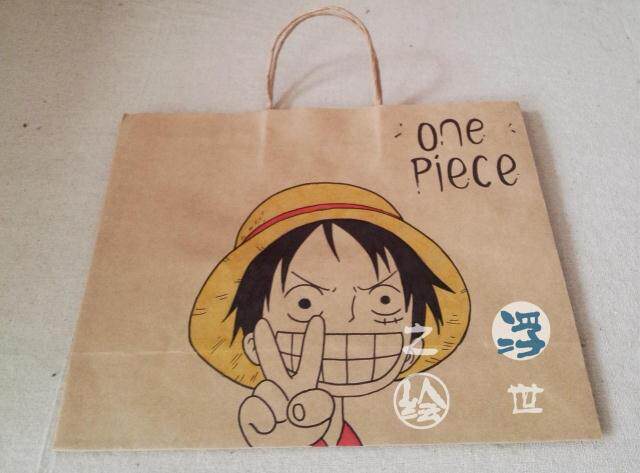 牛皮牛皮纸纸袋涂鸦路飞萌萌哒可爱创意礼品袋礼品袋