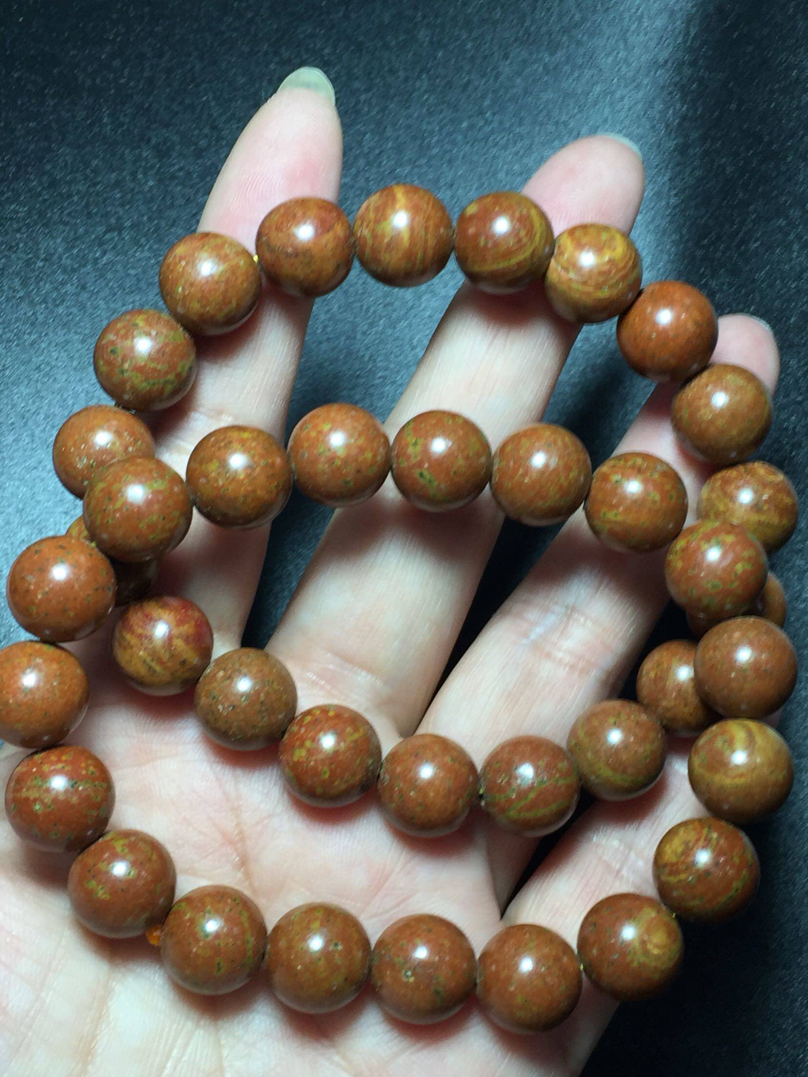 天然正品砭石手链原产地山东泗水黄玄红保健养生宝石手链