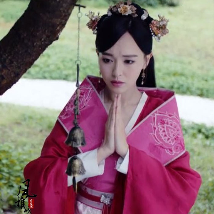 锦绣未央同款唐风汉影视古装唐嫣李未央红色绣花花小姐民族服装