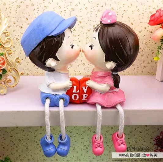 卡通情侣娃娃吊脚公仔礼品摆件家居房间客厅隔板婚房装饰吊脚娃娃