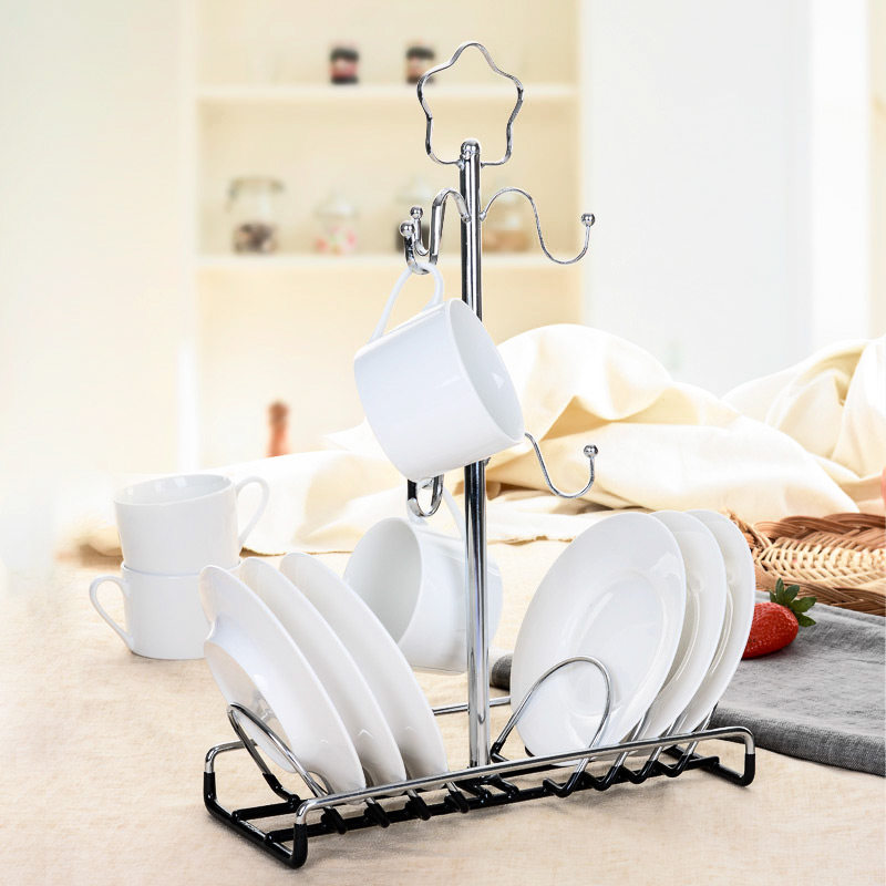 瑶华银色咖啡杯套装收纳架子创意创意家家用倒挂配套器具