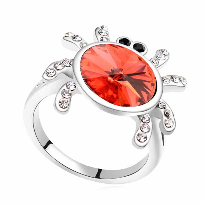 饰品指环彩衣阁可爱小螃蟹戒指巨蟹座个性男女适用戒指