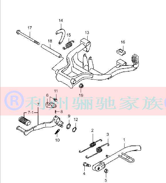 支架gw250摩托车制动踏板停车车主弹簧挂钩减震摩托车车架