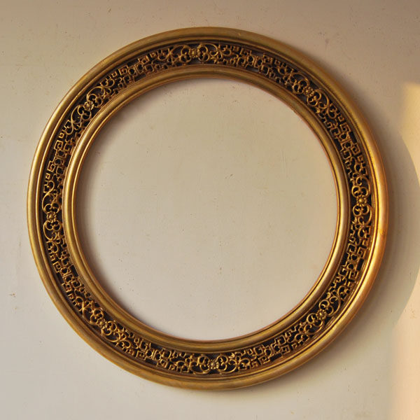 特惠包邮中式古典圆形镂空镜框描金穿衣镜浴室美容镜