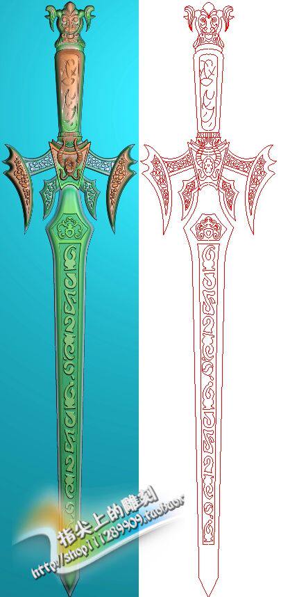 精雕灰度浮雕刀剑宝剑宝刀设计素材