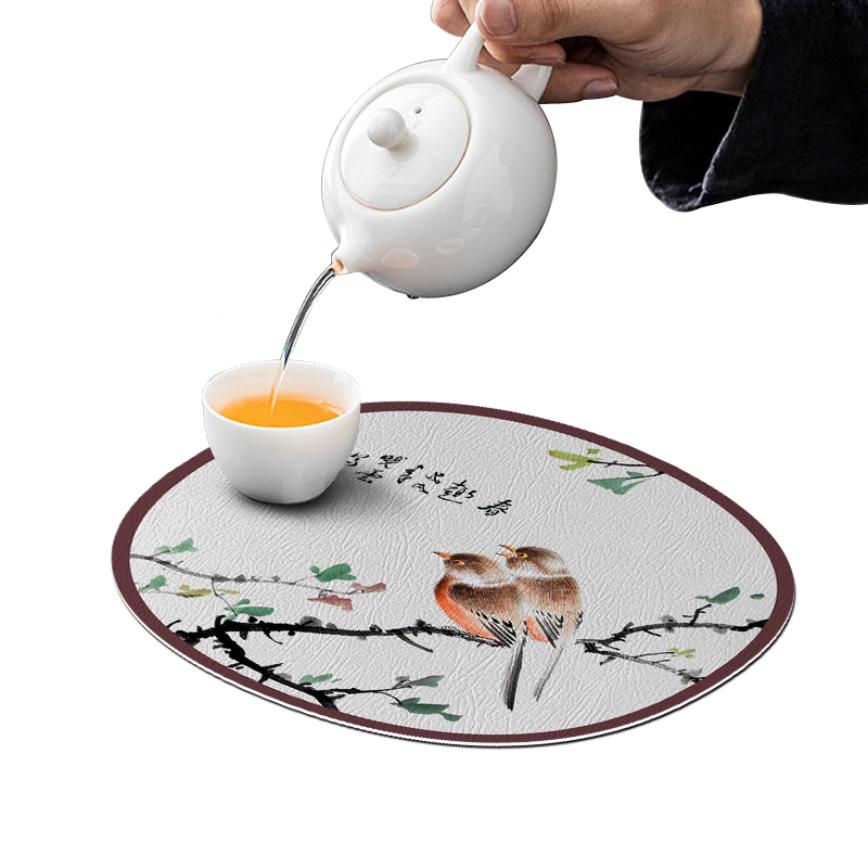 新中式圆形茶桌垫防水圆餐垫家用碗盘垫杯垫茶席垫布花瓶垫隔热垫