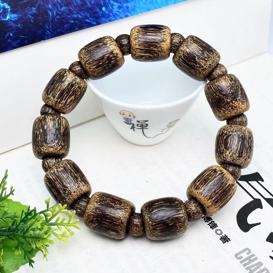 手串保真天然野生软丝柬埔寨虎皮纹桶沉香佛珠手串