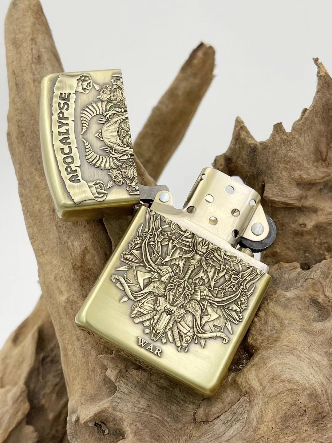 zippo打火机纯铜盔甲蚊版天启四骑士启示录浮雕雕版zippo