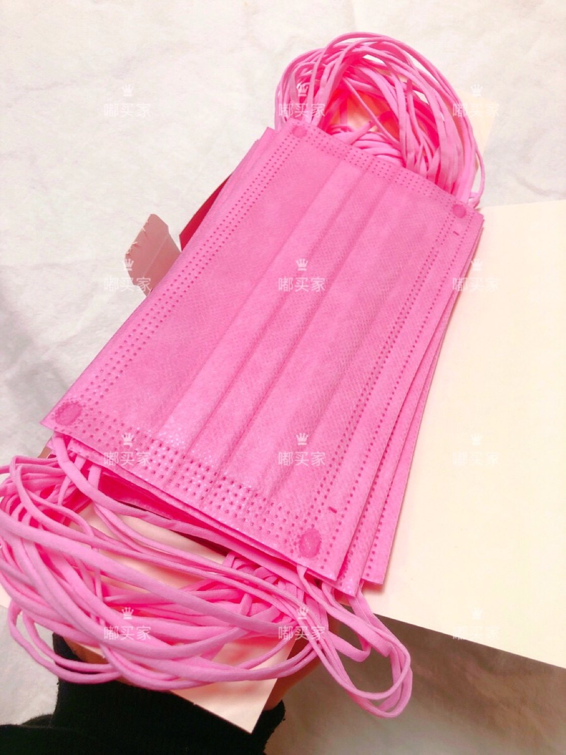 成人新款装饰彩色樱花粉色一次性三层无白口罩口罩