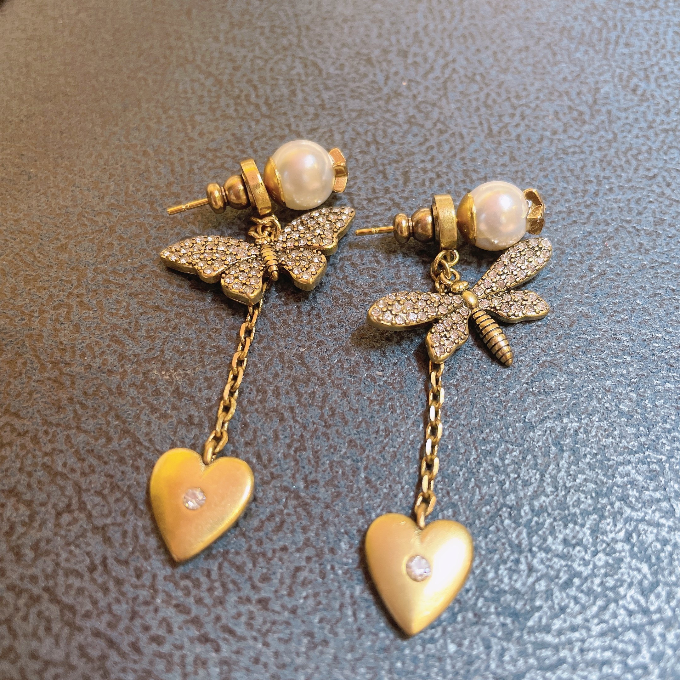 复古优雅气质百搭珍珠耳环蝴蝶小蜜蜂爱心流苏耳环