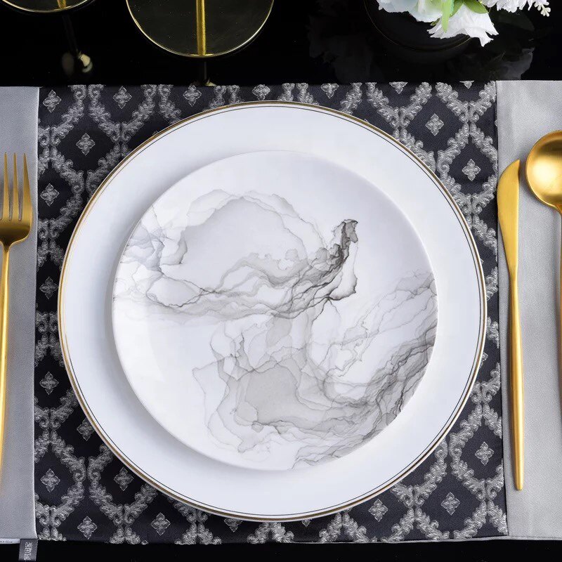 餐盘新中式间软禅意云雾高级装摆台样板会所套装盘