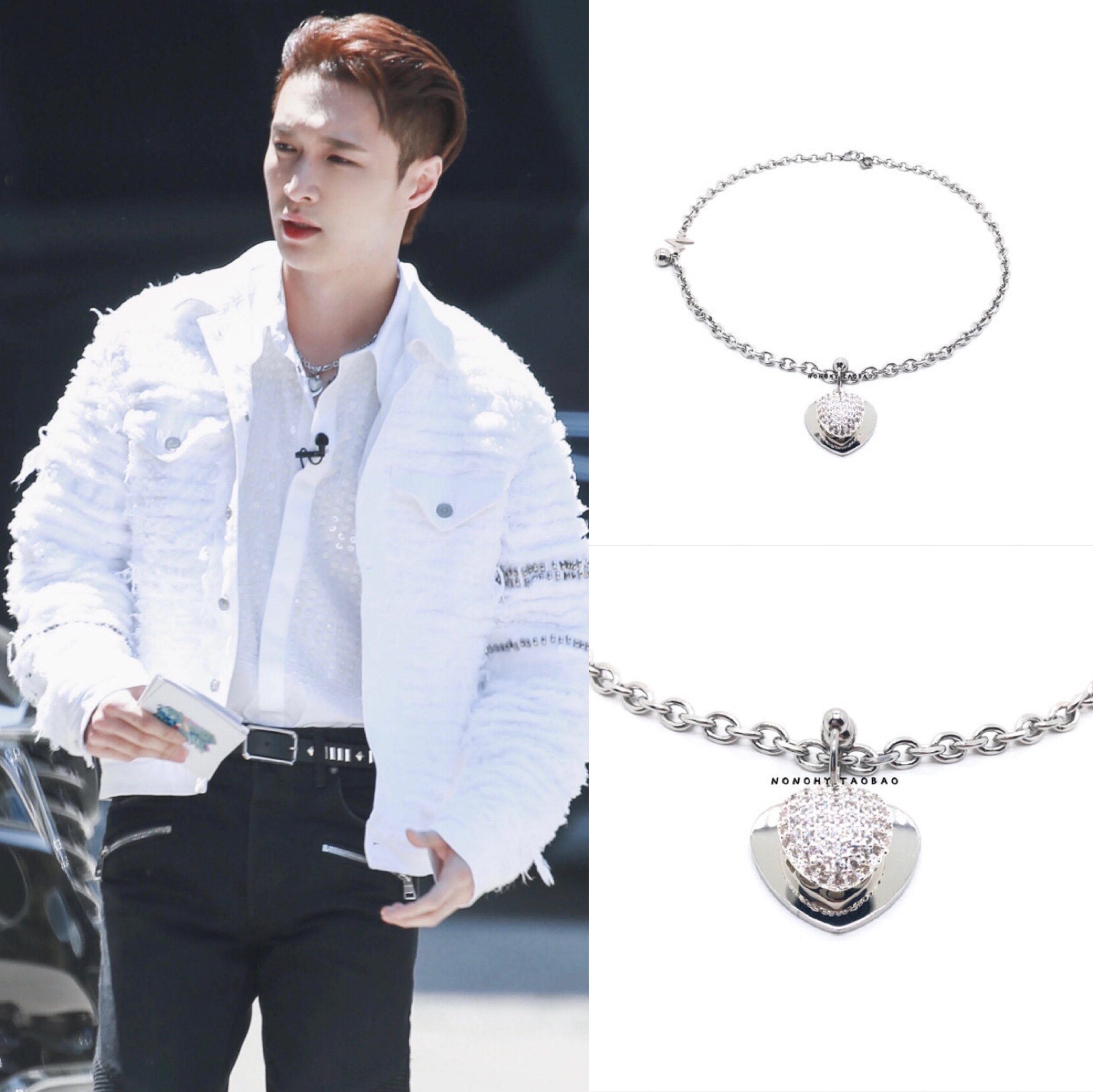 张艺兴国李斯丹妮刘雨昕同款限定满钻双爱心机械项链