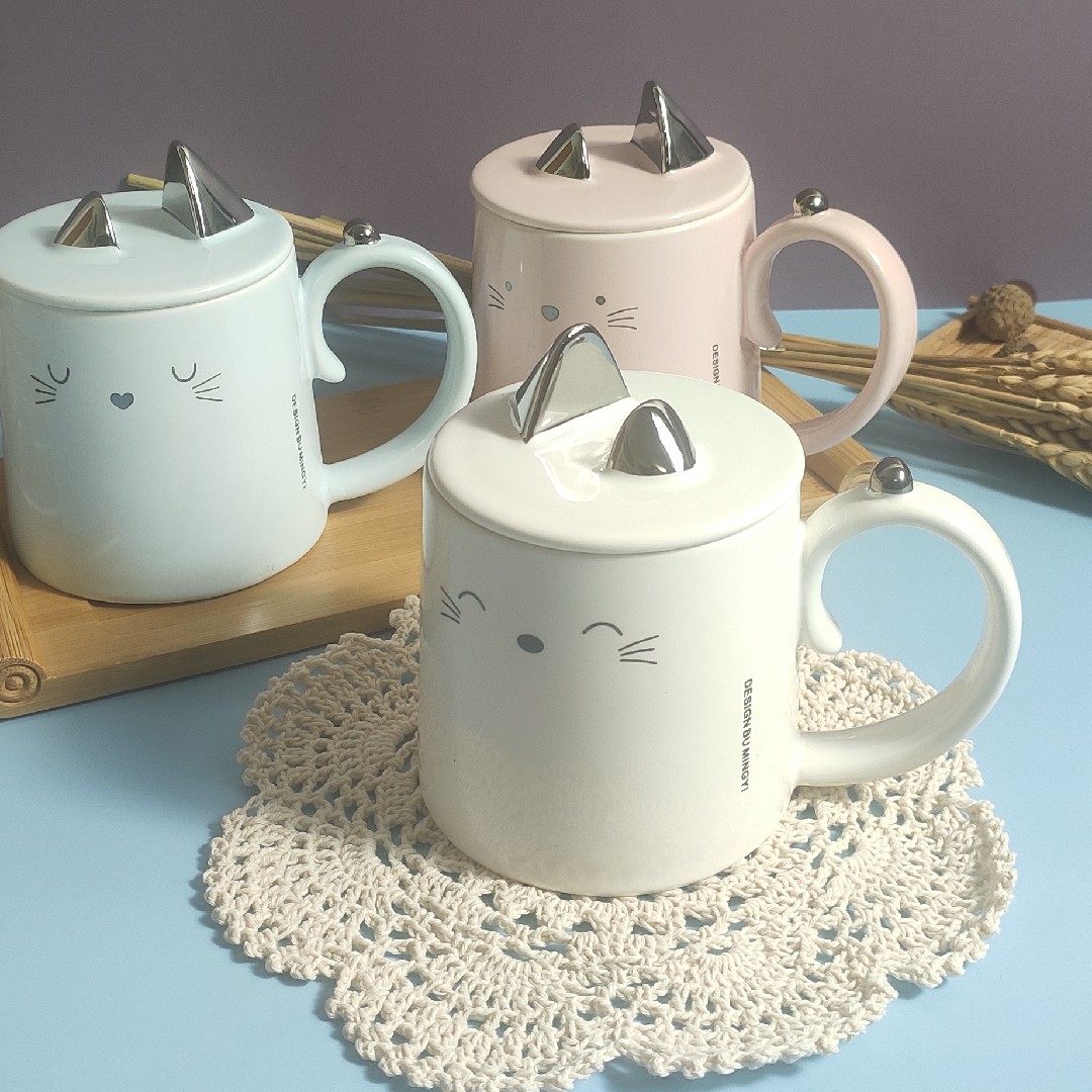 超萌学生陶瓷瓷杯办公室专用马克猫耳朵可爱卡通马克杯