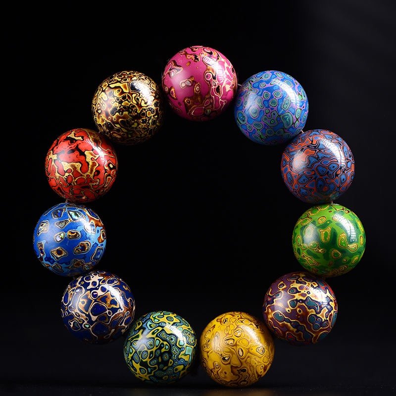 大漆珠大漆手串佛珠手工单珠文玩散珠犀皮漆器手链